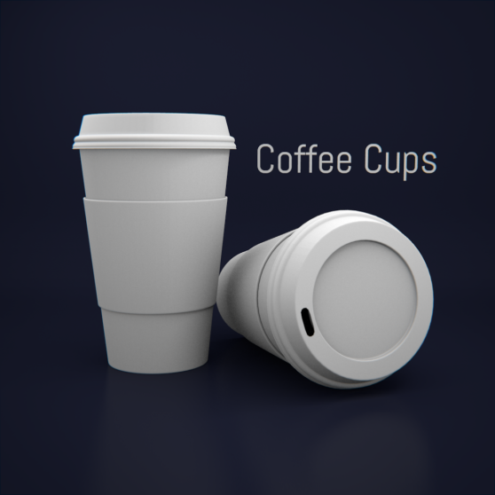 The final render of the coffee cups.