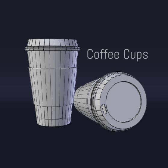 The OpenGL render of the coffee cups.